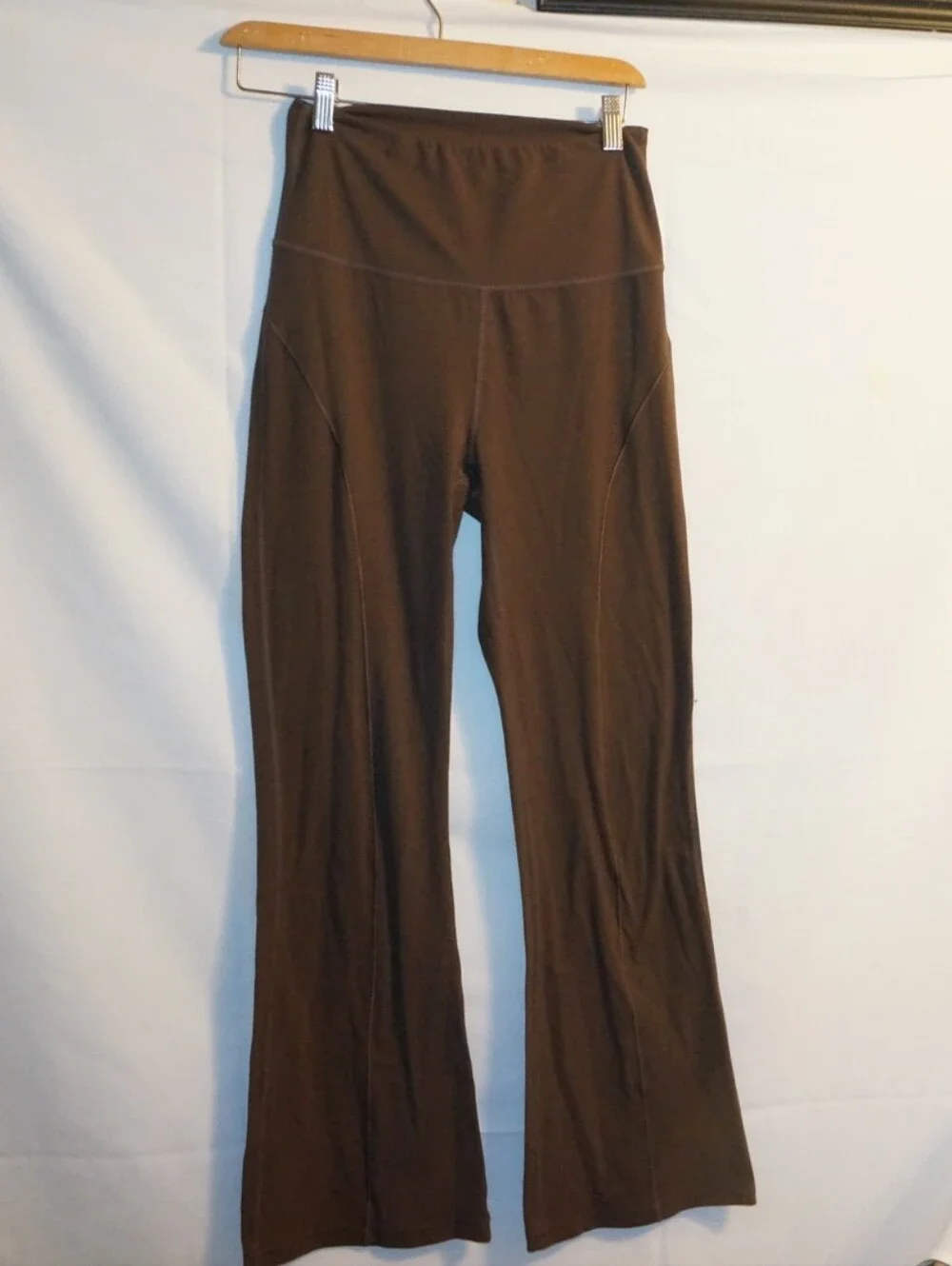 High-Rise Brown Yoga Flare Pants - Picture 3 of 11
